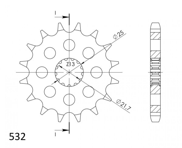 Supersprox Ritzel 532 - 14Z CST-440:14|feinverzahnt 21,6/25,0