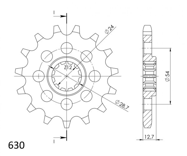 Supersprox Ritzel 630 - 15Z CST-522:15|feinverzahnt 24,0/28,5