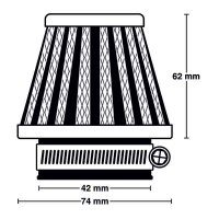 MIW Luftfilter M5003 Power-Filter Ø42mm, 74x62mm