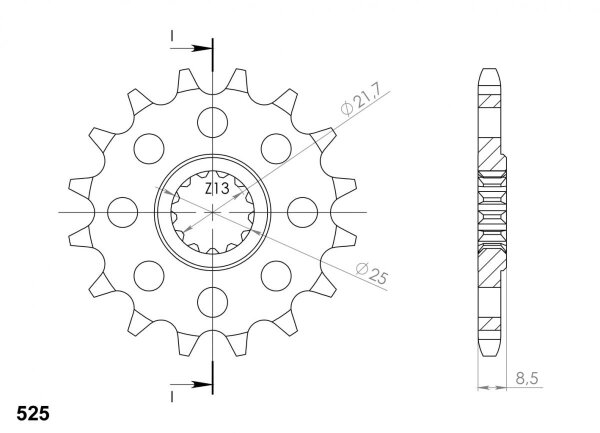 Supersprox Ritzel 525 - 17Z CST-1537:17|feinverzahnt 21,6/25,0