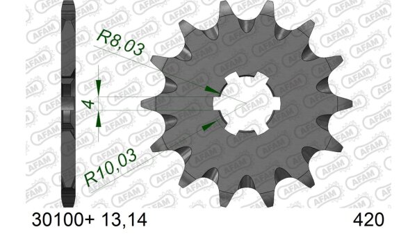 DC AFAM Ritzel 420 - 14Z 30100+14 | mit Schlammrille