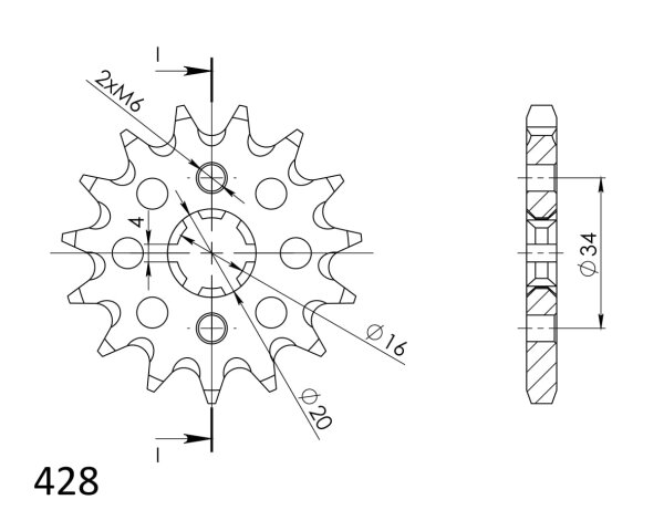 Supersprox Ritzel 428 - 15Z CST-1263:15|grobverzahnt 16,0/20,0