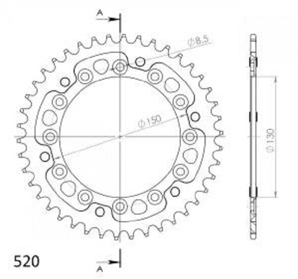 Supersprox Stealth-Kettenrad 520 - 42Z (blau) RST-245:42-BLU|ID 130,0 LK 150,0 6-Loch