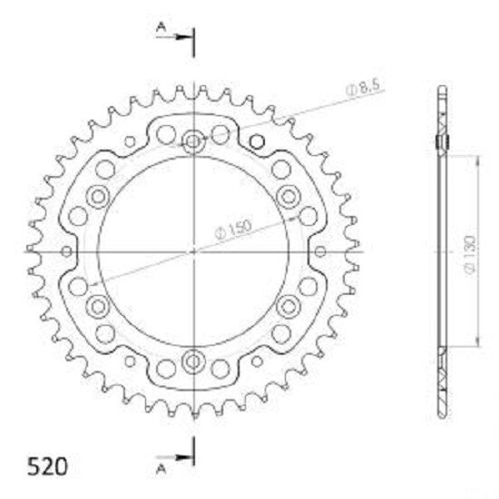 Supersprox Stealth-Kettenrad 520 - 43Z (rot) RST-245:43-RED|ID 130,0 LK 150,0 6-Loch