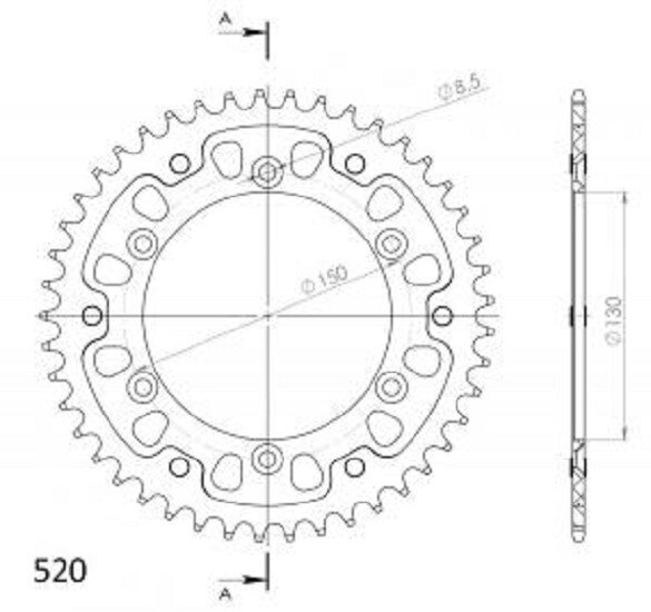 Supersprox Stealth-Kettenrad 520 - 45Z (orange) RST-245:45-ORG|ID 130,0 LK 150,0 6-Loch