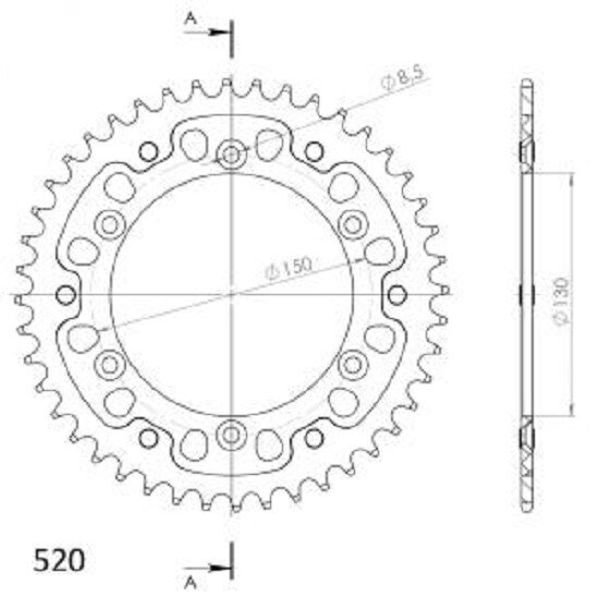 Supersprox Stealth-Kettenrad 520 - 44Z (blau) RST-245:44-BLU|ID 130,0 LK 150,0 6-Loch