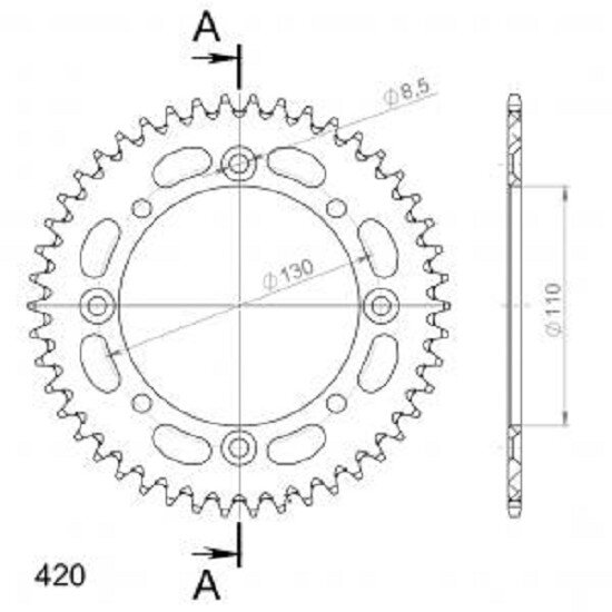 Supersprox Alu-Kettenrad 420 - 46Z (gold) RAL-455:46-GLD|ID 110,0 LK 130,0 4-Loch