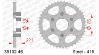 DC AFAM Stahl-Kettenrad 415 - 46Z (Silber) 35102-46| ID...