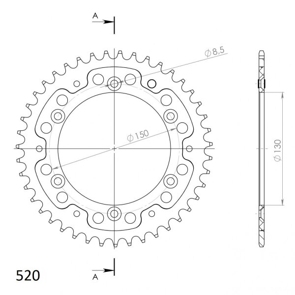 Supersprox Stealth-Kettenrad 520 - 41Z (gold) RST-245:41-GLD|ID 130,0 LK 150,0 6-Loch