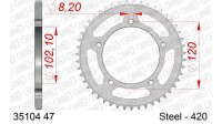 DC AFAM Stahl-Kettenrad 420 - 47Z (Silber) 35104-47| ID...