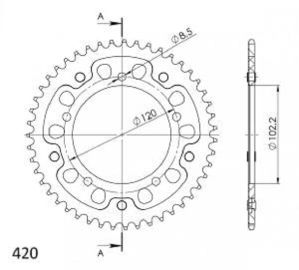 Supersprox Stealth-Kettenrad 420 - 47Z (gold) RST-23:47-GLD|ID 102,2 LK 120,0 5-Loch