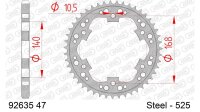 DC AFAM Stahl-Kettenrad 525 - 47Z (Schwarz) 92635-47| ID...