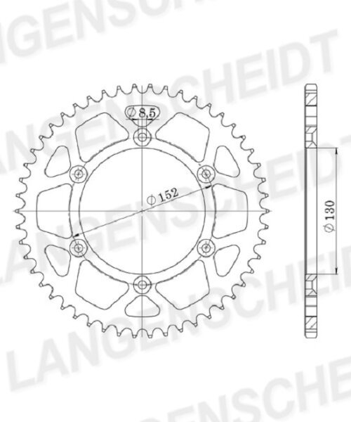 Supersprox Stahl-Kettenrad 520 - 49Z (schwarz) RFE-244:49-BLK|ID 130,0 LK 152,0 6-Loch