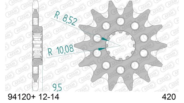 DC AFAM Ritzel 420 - 12Z 94120+12 | mit Schlammrille