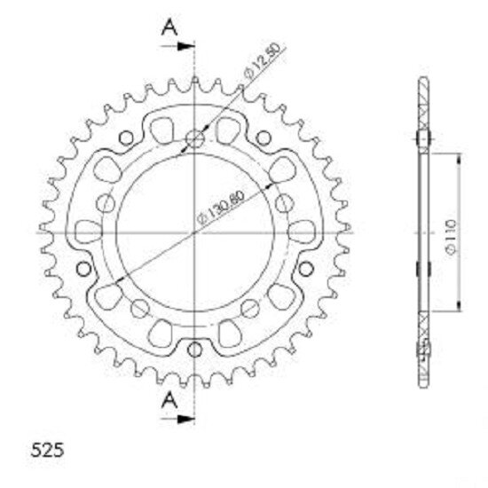 Supersprox Stealth-Kettenrad 525 - 41Z (rot) RST-7:41-RED|ID 110,0 LK 130,8 5-Loch