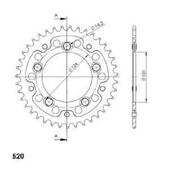 Supersprox Stealth-Kettenrad 520 - 39Z (rot) RST-993:39-RED|ID 101,0 LK 124,0 5-Loch