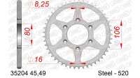 DC AFAM Stahl-Kettenrad 520 - 49Z (Silber) 35204-49| ID 80 LK 105 6-Loch