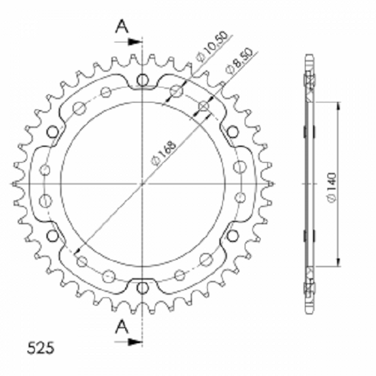 Supersprox Stealth-Kettenrad 525 - 42Z (rot) RST-6:42-RED|ID 140,0 LK 168,0 6-Loch