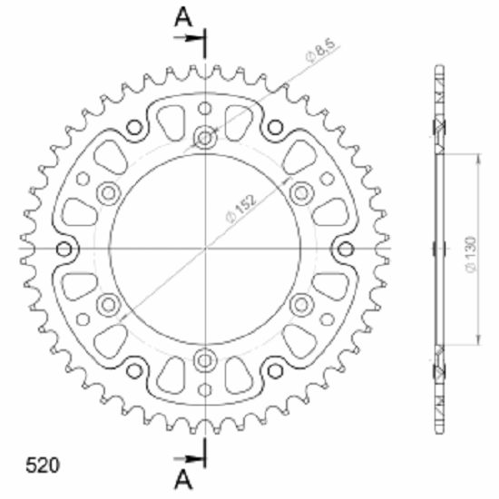 Supersprox Stealth-Kettenrad 520 - 48Z (rot) RST-244:48-RED|ID 130,0 LK 152,0 6-Loch