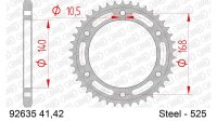 DC AFAM Stahl-Kettenrad 525 - 42Z (Schwarz) 92635-42| ID...