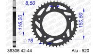 DC AFAM Alu-Kettenrad 520 - 44Z (Gun Metal) 36306-44 | ID 116,2 LK 150,5 5-Loch