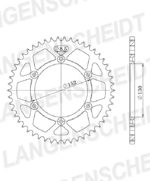 Esjot Alu-Kettenrad 520 - 48Z (silber) 51-32233-48|ID 130,0 LK 152,0 6-Loch