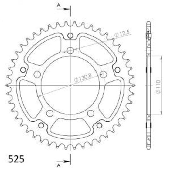 Supersprox Stealth-Kettenrad 525 - 45Z (silber) RST-7:45-SLV|ID 110,0 LK 130,8 5-Loch