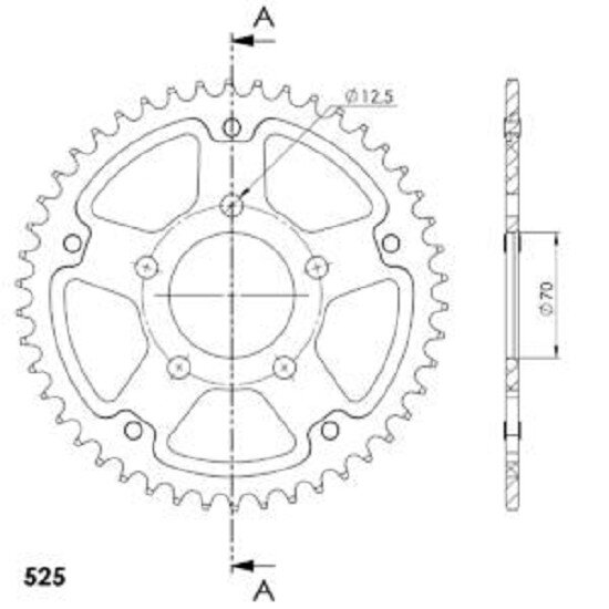 Supersprox Stealth-Kettenrad 525 - 45Z (silber) RST-727:45-SLV|ID 70,0 LK 100,0 5-Loch