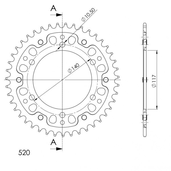 Supersprox Stealth-Kettenrad 520 - 41Z (silber) RST-787:41-SLV|ID 117,0 LK 140,0 6-Loch