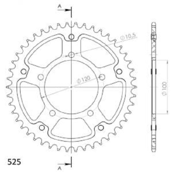 Supersprox Stealth-Kettenrad 525 - 44Z (rot) RST-702:44-RED|ID 100,0 LK 120,0 5-Loch