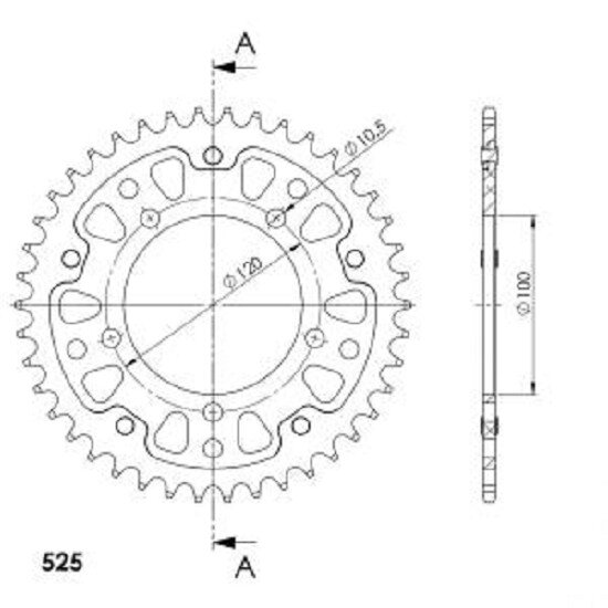 Supersprox Stealth-Kettenrad 525 - 42Z (silber) RST-702:42-SLV|ID 100,0 LK 120,0 5-Loch