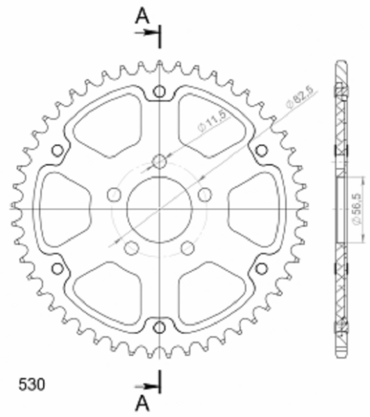 Supersprox Stealth-Kettenrad 530 - 49Z (silber) RST-7081:49-SLV|ID 56,5 LK 82,5 5-Loch