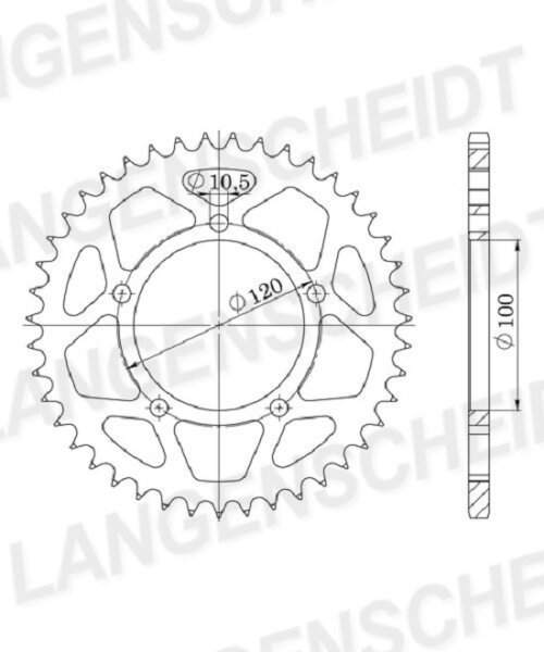 Supersprox Alu-Kettenrad 525 - 48Z (silber) ID 100,0 LK 120,0 5-Loch