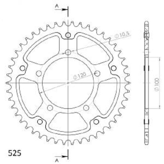 Supersprox Stealth-Kettenrad 525 - 46Z (rot) RST-702:46-RED|ID 100,0 LK 120,0 5-Loch