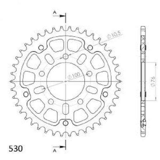 Supersprox Stealth-Kettenrad 530 - 42Z (silber) RST-7090:42-SLV|ID 76,0 LK 100,0 5-Loch