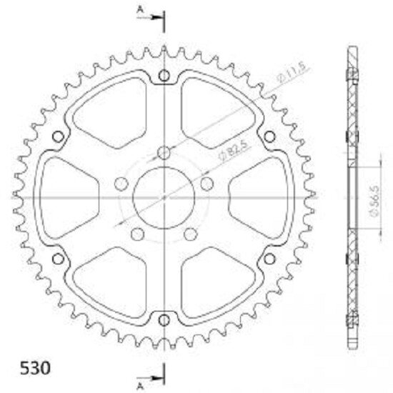 Supersprox Stealth-Kettenrad 530 - 53Z (silber) RST-7081:53-SLV|ID 56,5 LK 82,5 5-Loch