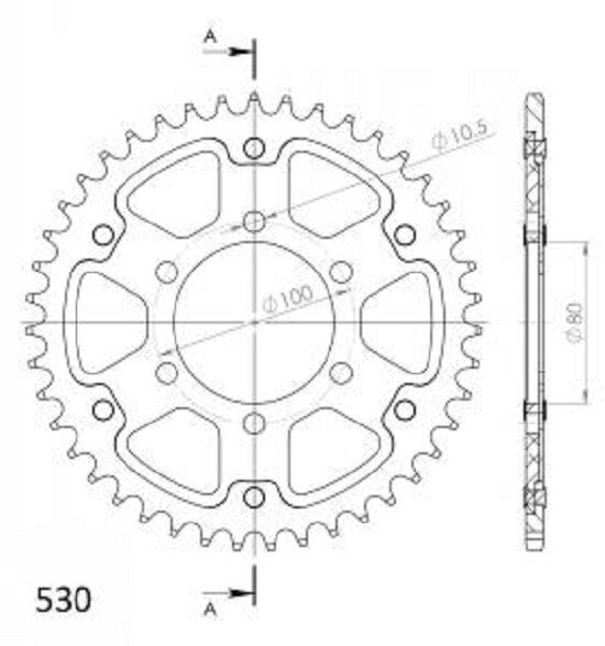 Supersprox Stealth-Kettenrad 530 - 43Z (blau) RST-7096:43-BLU|ID 80,0 LK 100,0 6-Loch