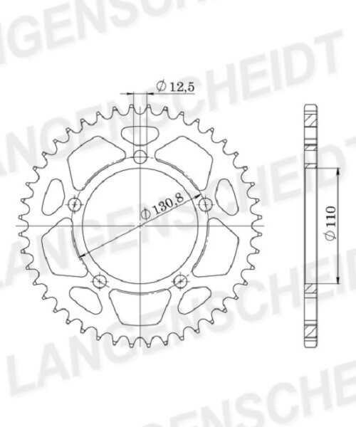 Esjot Alu-Kettenrad 525 - 40Z (silber) 51-29042-40|ID 110,0 LK 130,8 5-Loch