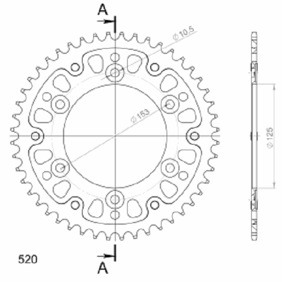 Supersprox Stealth-Kettenrad 520 - 48Z (rot) RST-301:48-RED|ID 125,0 LK 153,0 6-Loch