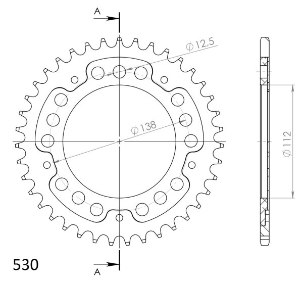 Supersprox Stealth-Kettenrad 530 - 39Z (rot) RST-302:39-RED|ID 112,0 LK 138,0 5-Loch