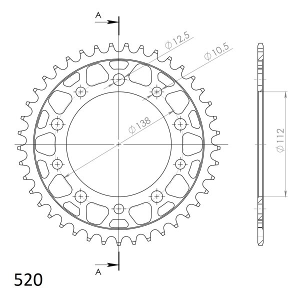 Supersprox Stealth-Kettenrad 520 - 41Z (blau) RST-1303:41-BLU|ID 112,0 LK 138,0 5-Loch/5-Loch