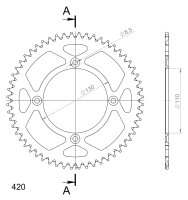 Supersprox Alu-Kettenrad 420 - 56Z (rot) RAL-209:56-RED|ID 110,0 LK 130,0 4-Loch