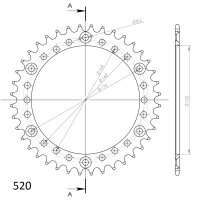 Supersprox Alu-Kettenrad 520 - 40Z (blau) RAL-853:40-BLU|ID 152,0 LK 175,0 6-Loch