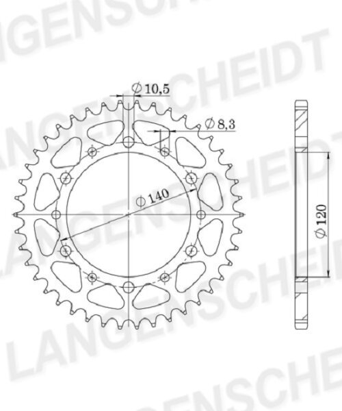 Supersprox Alu-Kettenrad 520 - 40Z (silber) ID 120,0 LK 140,0 6-Loch/6-Loch