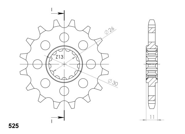 Supersprox Silent Ritzel 525 - 16Z CST-1591:16|Silent, gummiert