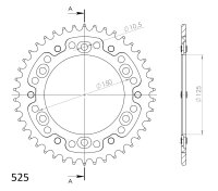 Supersprox Stealth-Kettenrad 525 - 42Z (orange) RST-899:42-ORG|ID 125,0 LK 150,0 6-Loch