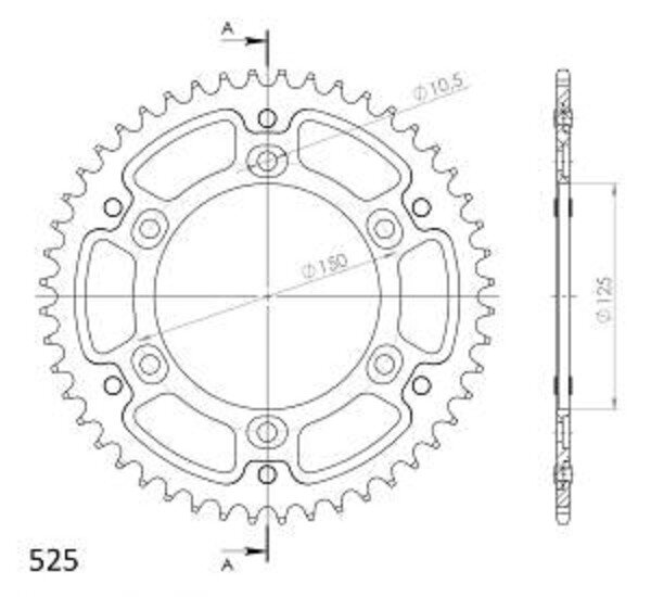 Supersprox Stealth-Kettenrad 525 - 52Z (gold) RST-899:52-GLD|ID 125,0 LK 150,0 6-Loch