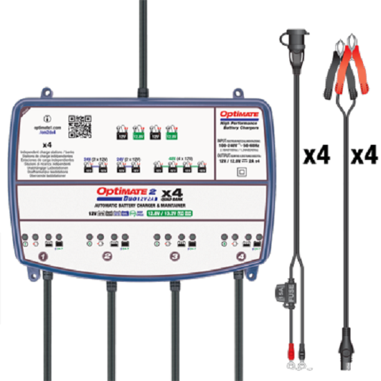 Optimate Batterieladegerät 2 Duo 4-Bank 5-stufig, 12V/12.8V/13.2V, 0.8A STD/AGM/Gel/Lithiu