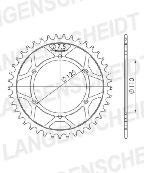 Supersprox Stahl-Kettenrad 520 - 39Z (schwarz) RFE-13:39-BLK|ID 110,0 LK 125,0 6-Loch