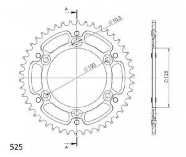 Supersprox Stealth-Kettenrad 525 - 46Z (orange) RST-899:46-ORG|ID 125,0 LK 150,0 6-Loch